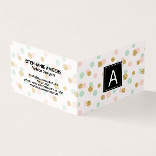 Guld Glitter Retro Polka Dot Mönster Visitkort