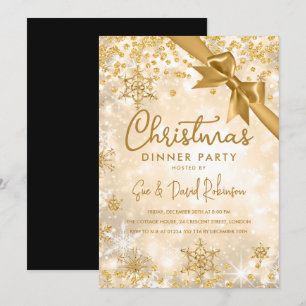 Guld Glitter Ribbon Julafton Winter Helgdag Inbjudningar