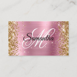 Guld Glitter Rosa Foil Finare Monogram Visitkort