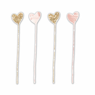 Guld Glitter Rosa Glam Heart Strings Klistermärken