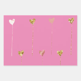 Guld Glitter Rosa Glam Hearts Strings
