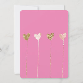 Guld Glitter Rosa Glam Hjärt Sladdar Födelsedag Inbjudningar