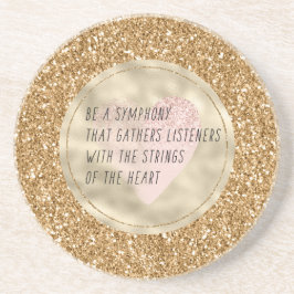 Guld Glitter Rosa Heart Strings Dikt Underlägg