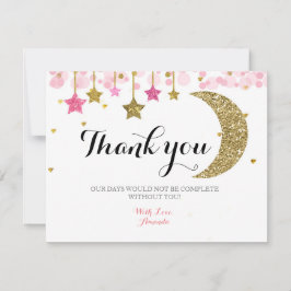 Guld glitter rosa måne tackkort tack kort