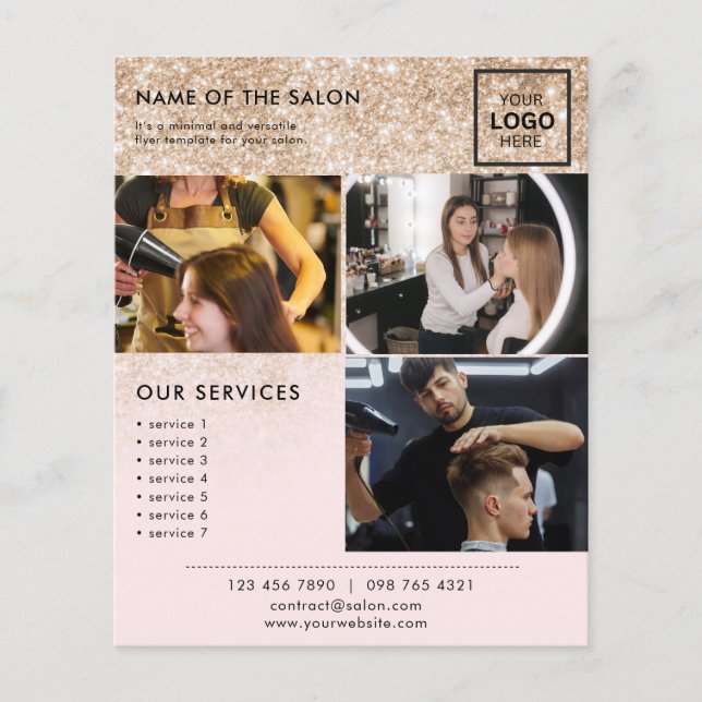 Guld Glitter Rosa Marknadsföringsfoto Flyer för Sa (Framsidan)