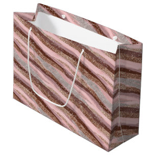 Guld Glitter Rosa Rand Large Gift Bag
