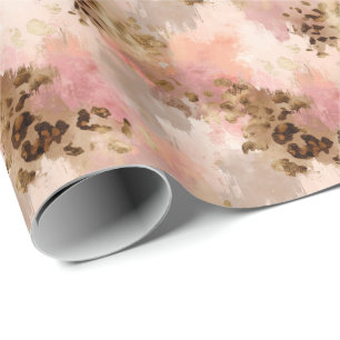 Guld Glitter Rosa Skriv ut Papper utrullning av ra Presentpapper