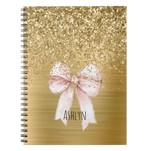 Guld Glitter Rosa Slinga Anteckningsbok (Framsidan)