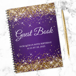 Guld Glitter Royal Lila 80:e födelsedagsboken Anteckningsbok