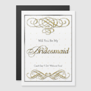 Guld Glitter Rulla kommer att bli min bridesmaid Magnetisk Inbjudningskort