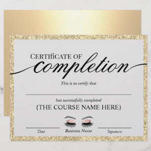 Guld Glitter Salon Certificate of Complete Award