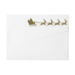 Guld Glitter Santa Reindeer Returadress Etikettband