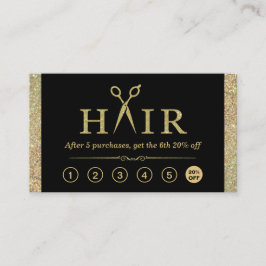 Guld Glitter-saxar Hair Salon Loyalty Slår Lojalitetskort