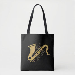 Guld Glitter Saxophon Illustration Anpassningsbar  Tygkasse