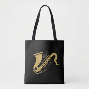 Guld Glitter Saxophon Illustration Anpassningsbar  Tygkasse
