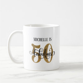 Guld Glitter Script 50 & Fabulous Over White Kaffemugg