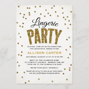 Guld Glitter Se konfetti Lingerie Party Inbjudningar