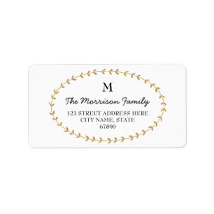 Guld Glitter: Se Laurel Monogram-Adressetiketter Adressetikett
