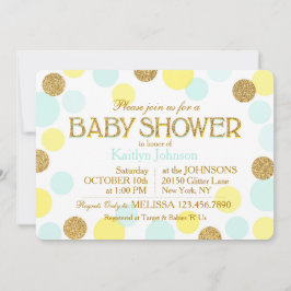 Guld Glitter Seafoam Gult Dots Baby Shower Inbjudningar