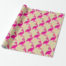 Guld Glitter Shock rosa Flamingo Wrapping Papper