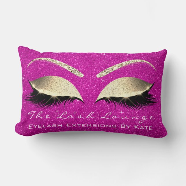 Guld Glitter Shock rosa Makeup Öga Lash Beauty Lumbarkudde (Framsida)