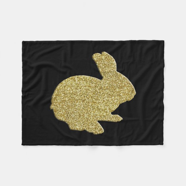 Guld Glitter Silhouette Bunny Fleece Blanket (Framsidan (Horisontell))
