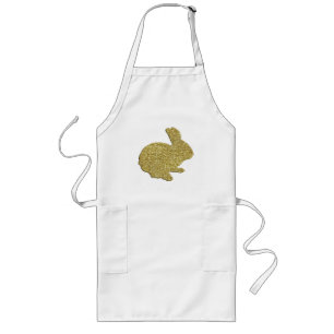 Guld Glitter Silhouette Påskhare Apron Långt Förkläde