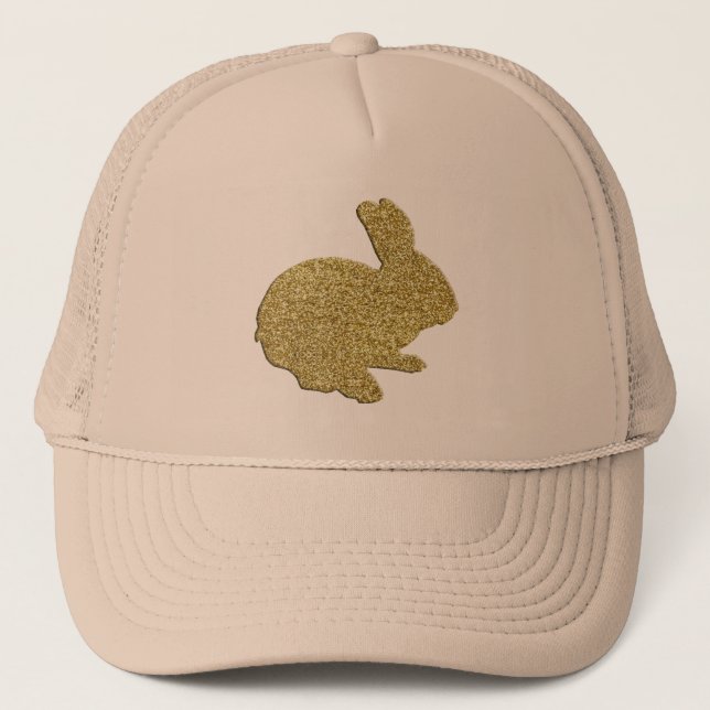 Guld Glitter Silhouette Påskhare Hat Truckerkeps (Framsida)