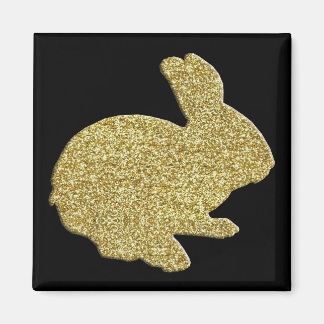 Guld Glitter Silhouette Påskhare Magnet (Framsidan)