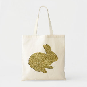 Guld Glitter Silhouette Påskhare Tote Bag Tygkasse