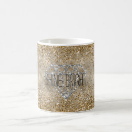 Guld Glitter Silver Diamond Shine Bright Kaffemugg