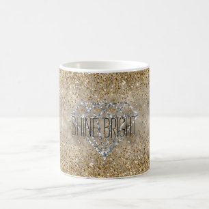 Guld Glitter Silver Diamond Shine Bright Kaffemugg