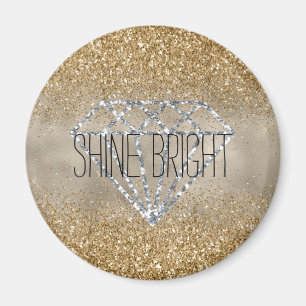 Guld Glitter Silver Diamond Shine Bright Magnet