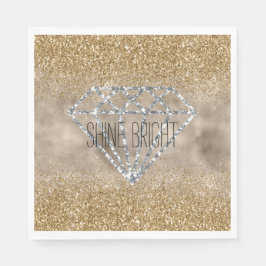Guld Glitter Silver Diamond Shine Bright Pappersservett