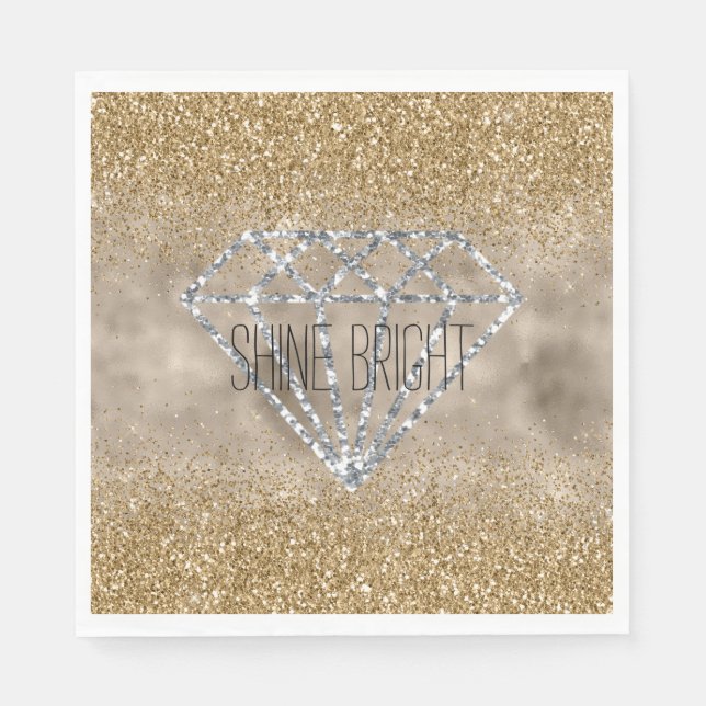Guld Glitter Silver Diamond Shine Bright Pappersservett (Framsidan)