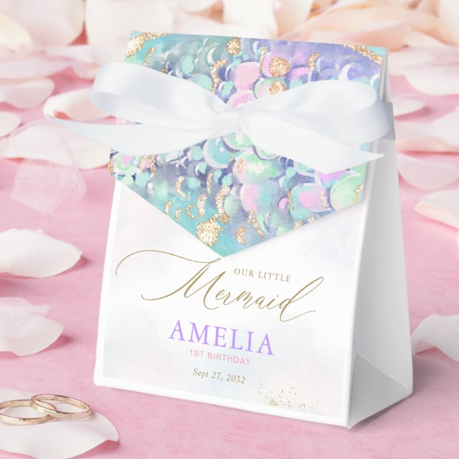 Guld Glitter Sjöjungfru Svan under Havsdagen Presentaskar (Bröllop)