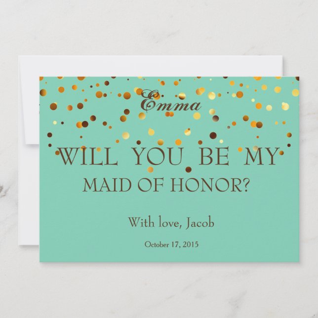 Guld- glitter ska dig är min MAID OF HONOR Inbjudningar (Framsida)