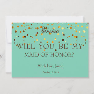 Guld- glitter ska dig är min MAID OF HONOR Inbjudningar