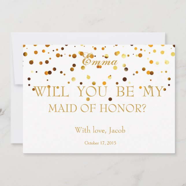 Guld- glitter ska dig är min MAID OF HONOR Inbjudningar (Framsida)