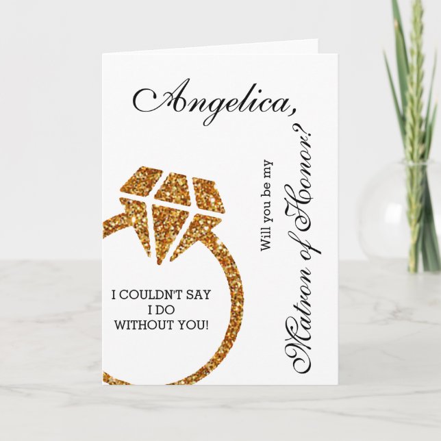 Guld- glitter ska dig är min Matron av Inbjudan (Framsida)