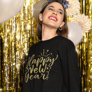 Guld Glitter Skript Gott nytt år T Shirt