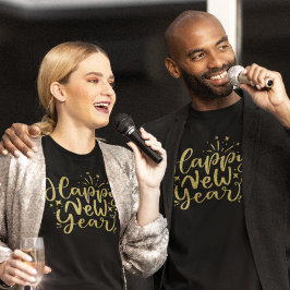 Guld Glitter Skript Gott nytt år T Shirt