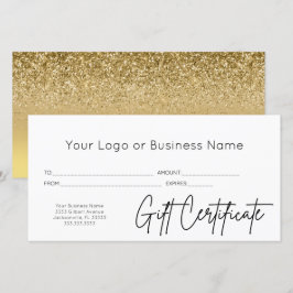 Guld Glitter-skript, Logotyp Business Gift Certifi