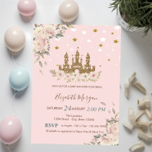 Guld Glitter Slott,Blommor,Stjärnor Baby Shower