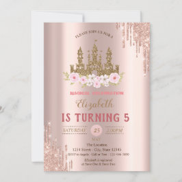 Guld Glitter slott,Ro Guld-borrningar födelsedag Inbjudningar