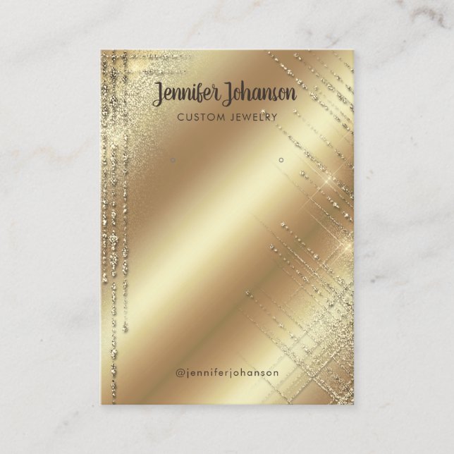 Guld glitter-smyckeshållare visitkort (Framsida)