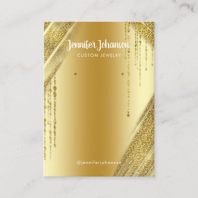 Guld glitter-smyckeshållarens örhängen Unik jord Visitkort (Framsida)