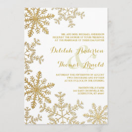 Guld Glitter Snöflingor Elegant Winter Wedding Inbjudningar
