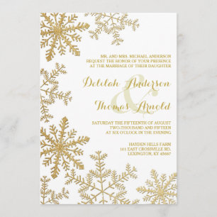 Guld Glitter Snöflingor Elegant Winter Wedding Inbjudningar