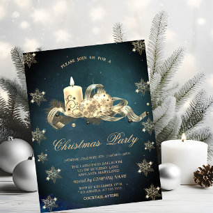 Guld Glitter Snöflingor Ljus Kulor Jul Inbjudningar